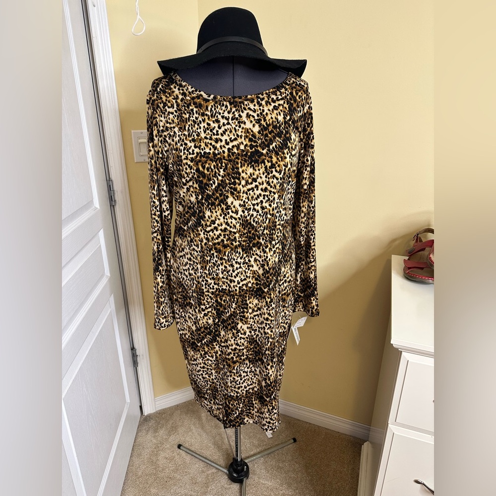 NWT Lu La Roe Debbie cheetah print knit dress size 2xL